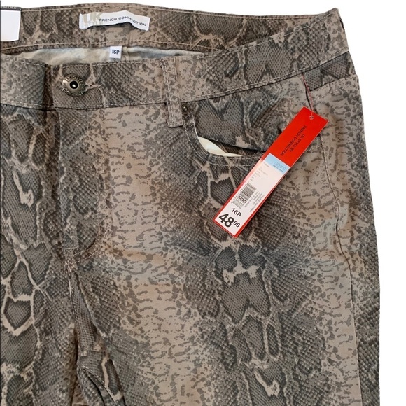 French Connection Python Chic Beige Crease Lightening Skinny Pants Size … - Picture 5 of 17